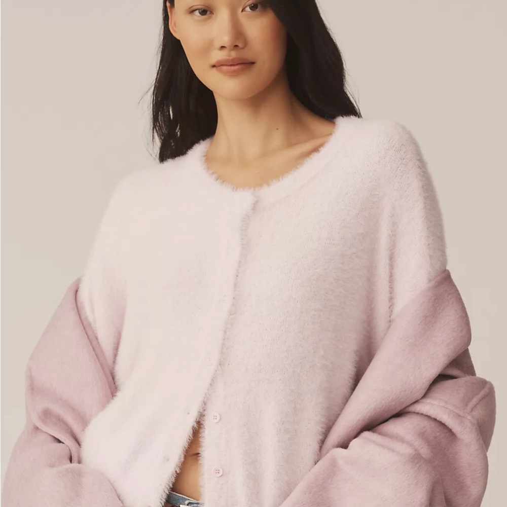 Flat White Eyelash Cardigan Sweater